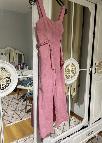 Kadın Pembe Keten Uzun Tulum