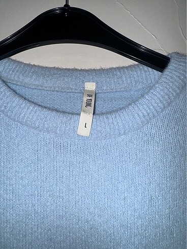 l Beden Bebek Mavisi Crop Kazak