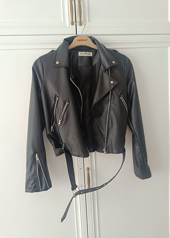 Diğer Sehirli Siyah Deri Biker Ceket