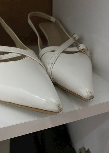 39 Beden Beyaz Rugan Stiletto Topuklu Kadın Ayakkabı