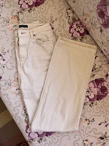 36 Beden ten rengi Renk Wide Leg Jean yüksek bel