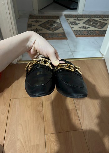 Diğer Altın Tokalı Siyah Kadın Loafer