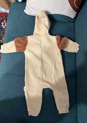 Diğer Kahverengi Peluş Bebek Tulumu Kapüşonlu