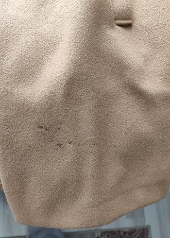 Düğmeli Bej Erkek Süet Palto - Görsel 4