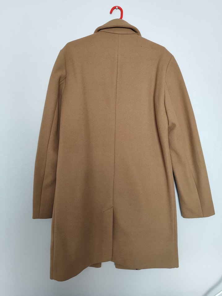 Düğmeli Bej Erkek Süet Palto - Görsel 2