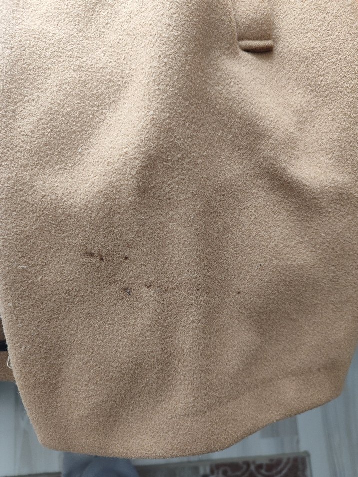 Düğmeli Bej Erkek Süet Palto - Görsel 4