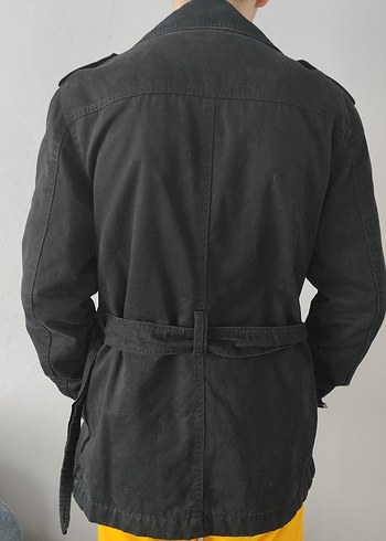 Siyah Erkek Düğmeli Trençkot - Görsel 4