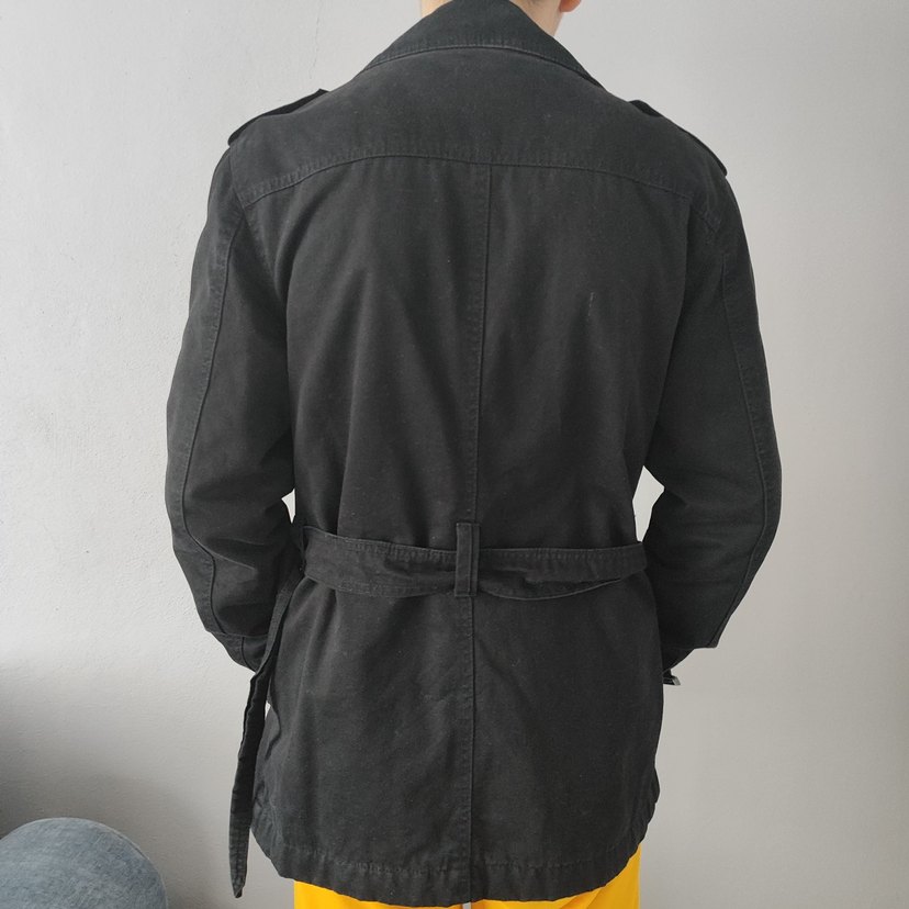 Siyah Erkek Düğmeli Trençkot - Görsel 4