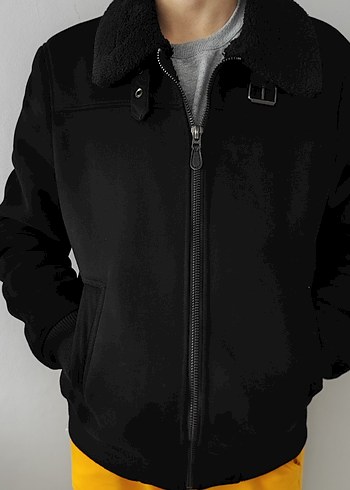 Bershka Siyah Fermuarlı Erkek Midi Mont - Görsel 2