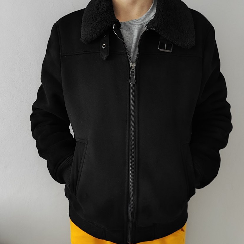 Bershka Siyah Fermuarlı Erkek Midi Mont - Görsel 2