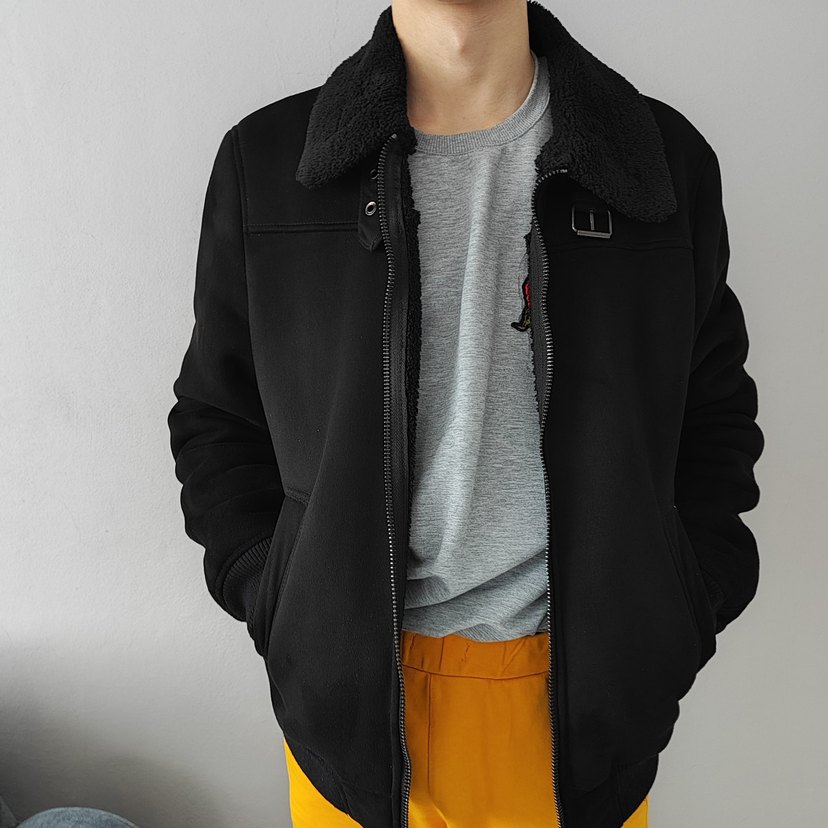 Bershka Siyah Fermuarlı Erkek Midi Mont - Görsel 4