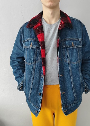 Bershka Düğmeli Mavi Denim Ceket - Görsel 3