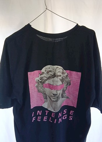 Pembe Baskılı Grunge Rock Tişört