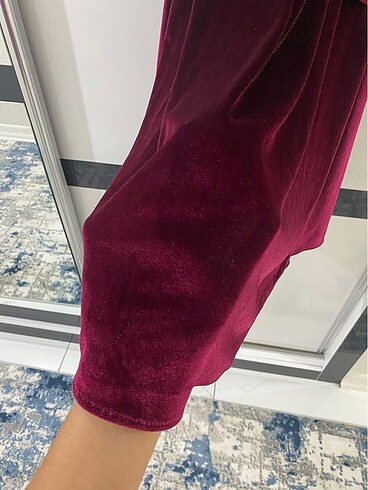 xl Beden Kadife Bordo Elbise