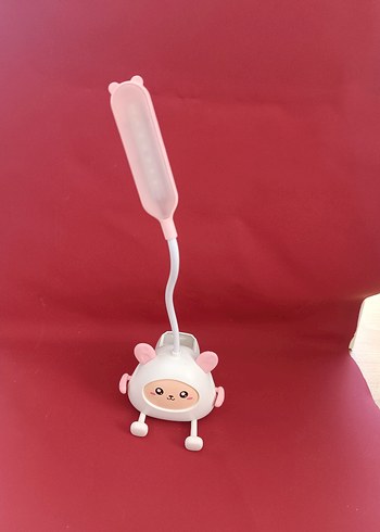 Beden pembe Renk Pembe Ayıcık Tasarımlı Renkli Masa Lambası