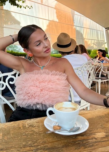 Pembe Straplez Fırfırlı Mini Büstiyer