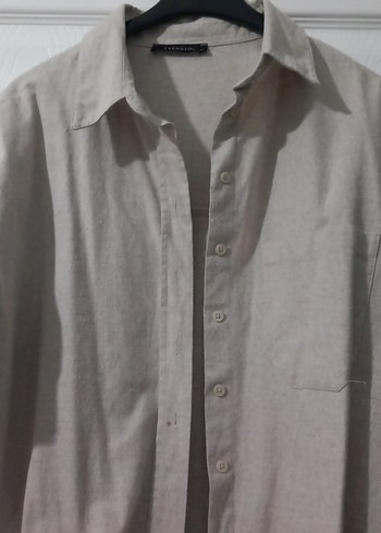 pamuklu Keten Kadın Gömlek - Görsel 3