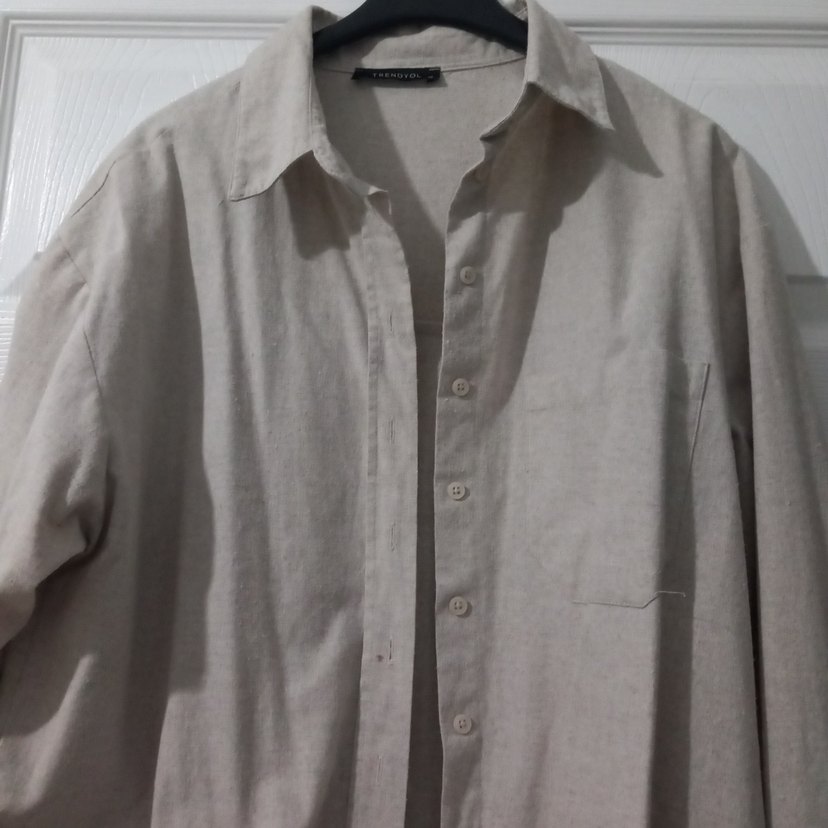 pamuklu Keten Kadın Gömlek - Görsel 3