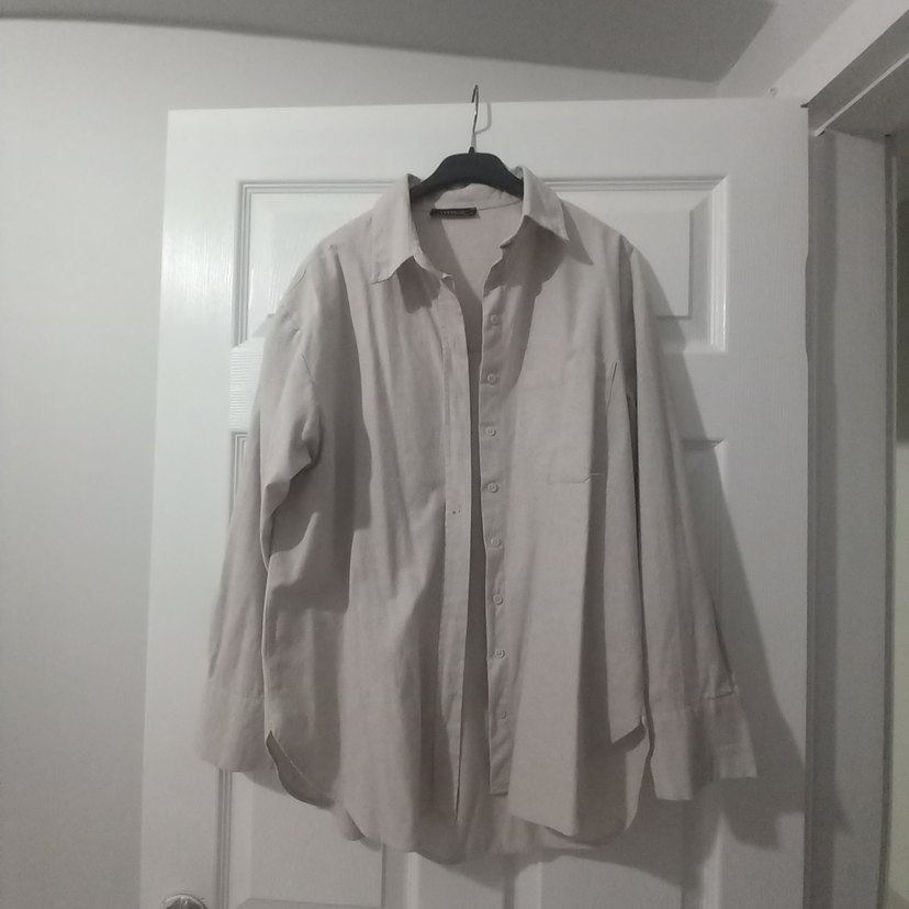 pamuklu Keten Kadın Gömlek - Görsel 2