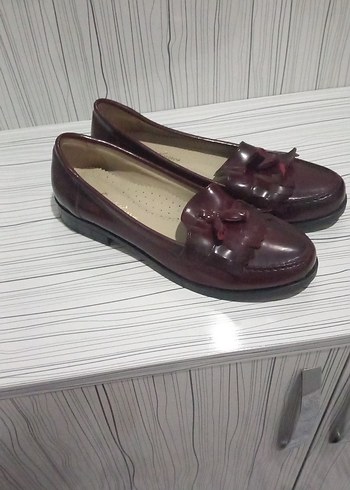 Bordo Kadın Klasik Deri Topuklu Ayakkabı - Görsel 2