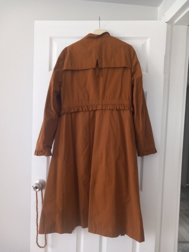 Düğmeli Uzun Süet Kahverengi Hamile Kabanı - Görsel 2