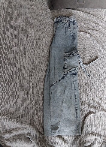 Bershka Mavi cargo cep kardonlu pantolon