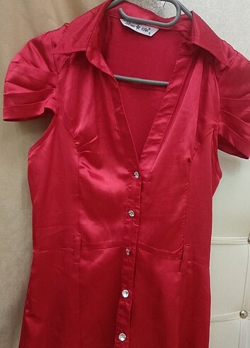 Vintage kırmızı saten gömlek 