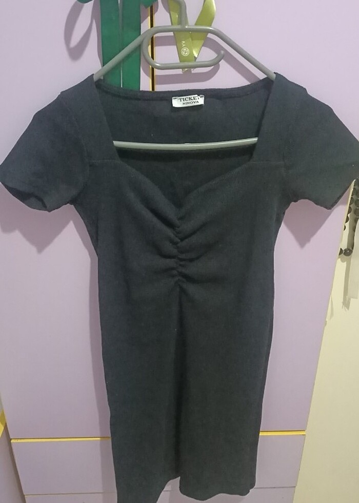 Önü büzgülü elbise - Görsel 3