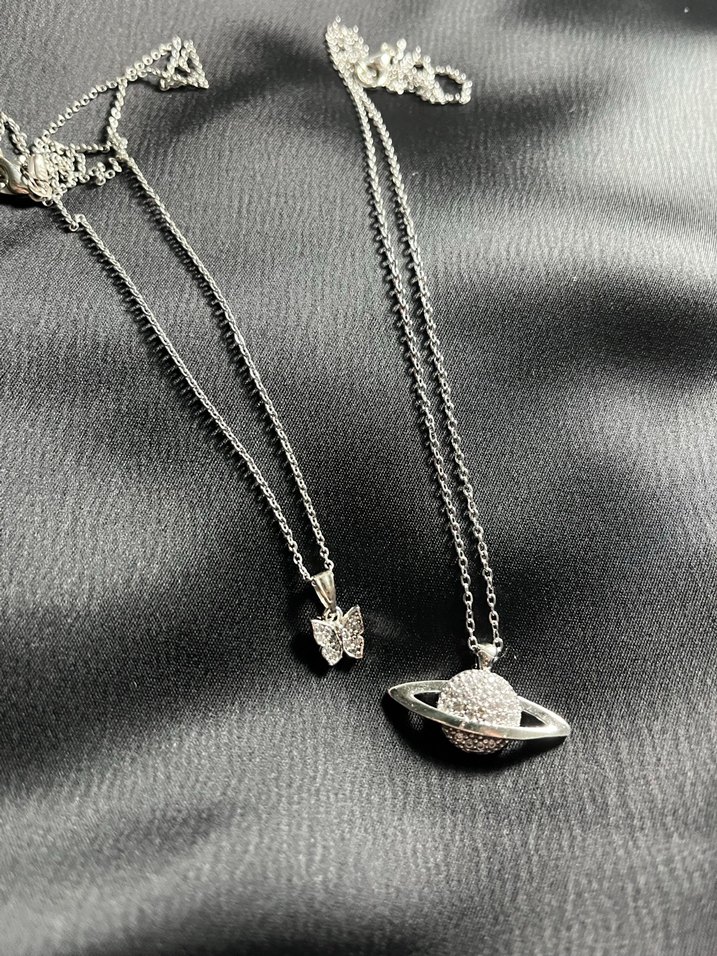 Gri Zincir Detaylı Minimalist Kadın Kolye seti - Görsel 3