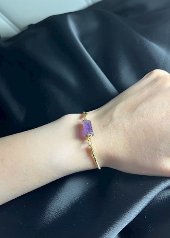 Ametist taşlı Minimalist Bileklik - Görsel 2