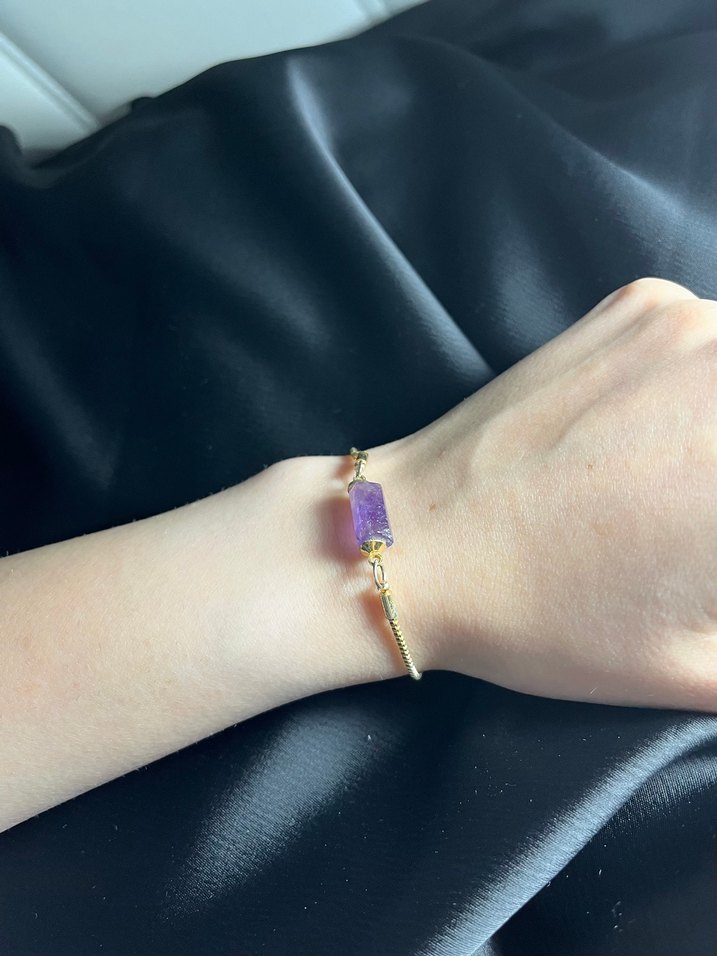 Ametist taşlı Minimalist Bileklik - Görsel 2