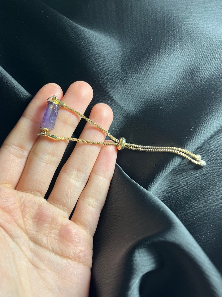 Ametist taşlı Minimalist Bileklik - Görsel 3