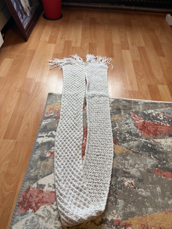 Beyaz el örgü uzun atkı - Görsel 2