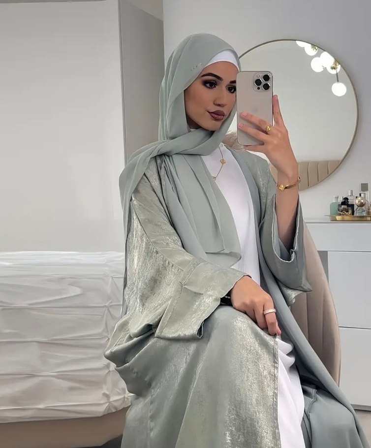 Uzun Bohem Kadın yeşil Salaş hırka - Görsel 2