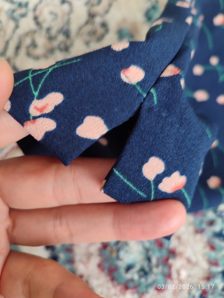 Kadın Çok Renkli Bağcıklı Kumaş Pantolon - Görsel 2