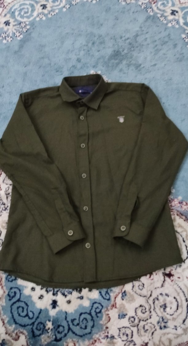 Erkek Haki Düğmeli Uzun Kollu Gömlek - Görsel 2