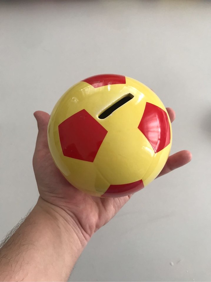 Sarı Kırmızı Desenli Top Kumbara - Görsel 4