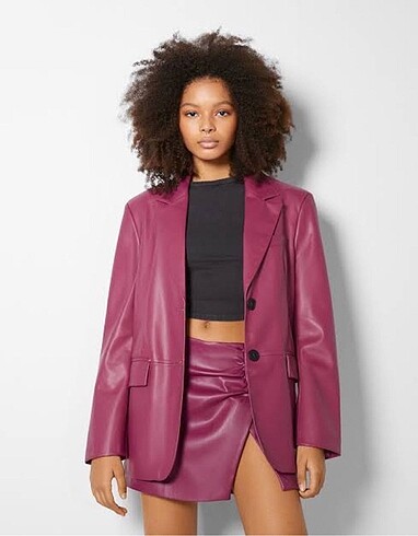 Bershka Suni Deri Blazer ceket