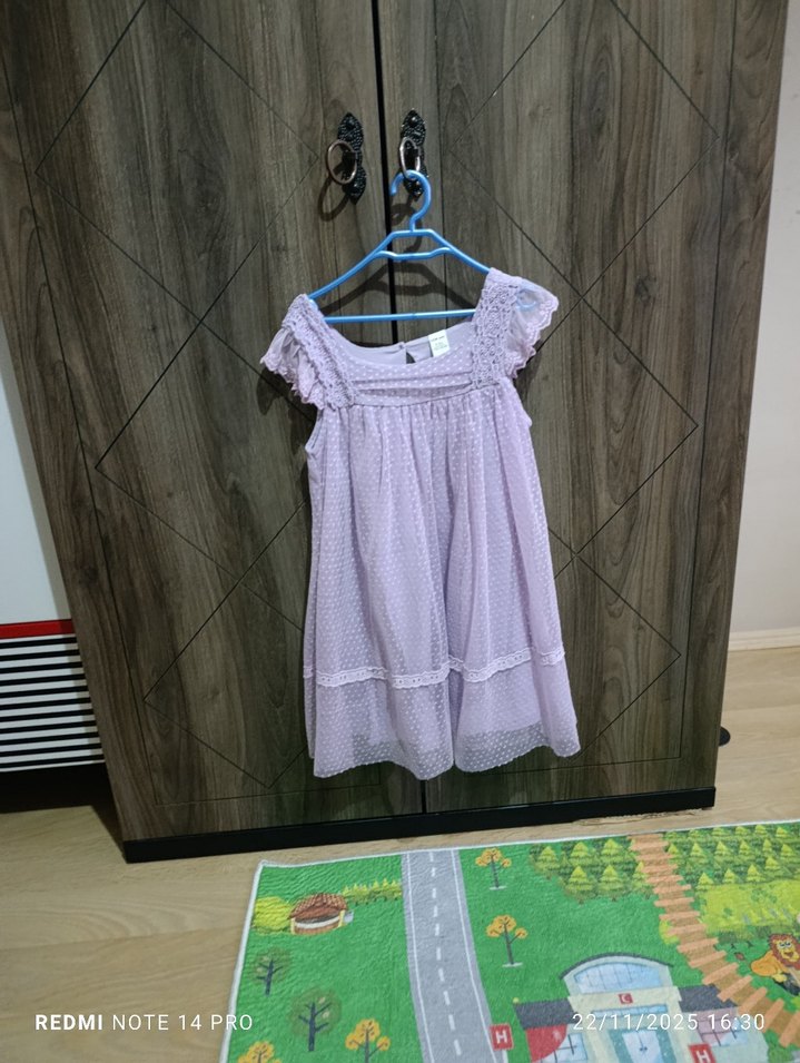 Mor Dantelli Bohem Kız Elbisesi - Görsel 2