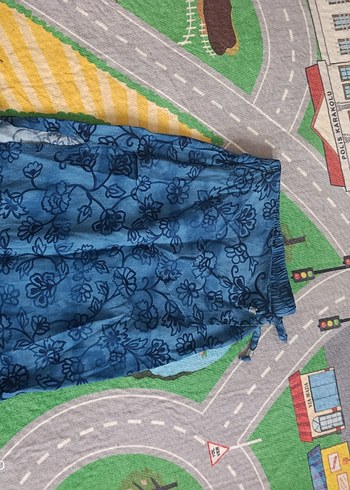 Mavi Bağlama Desenli Bol Kesim Kız çocuk Pantolon