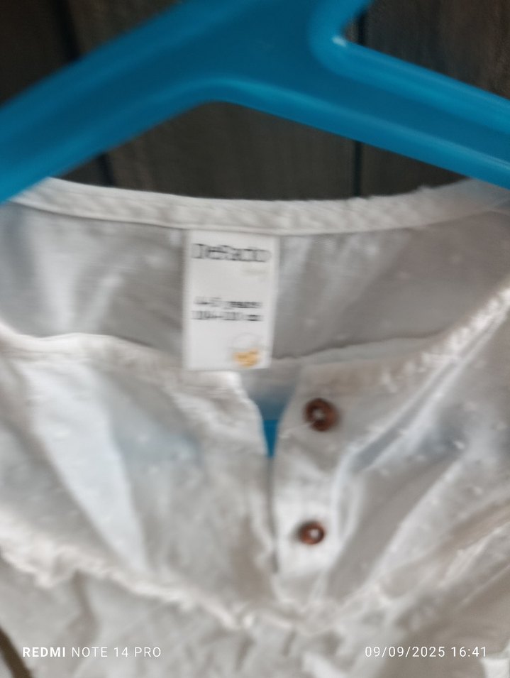 Kız Çocuk Beyaz Keten Uzun Kollu Gömlek - Görsel 3