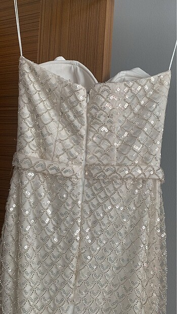 Beyaz abiye nişan/nikah elbisesi - Görsel 5