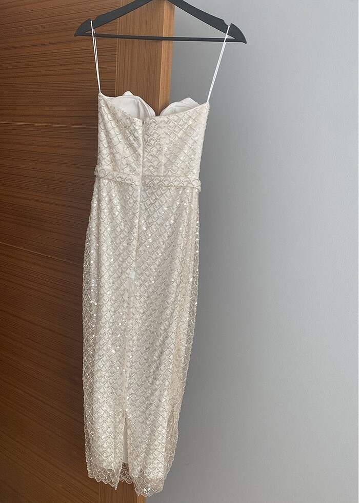 Beyaz abiye nişan/nikah elbisesi - Görsel 2