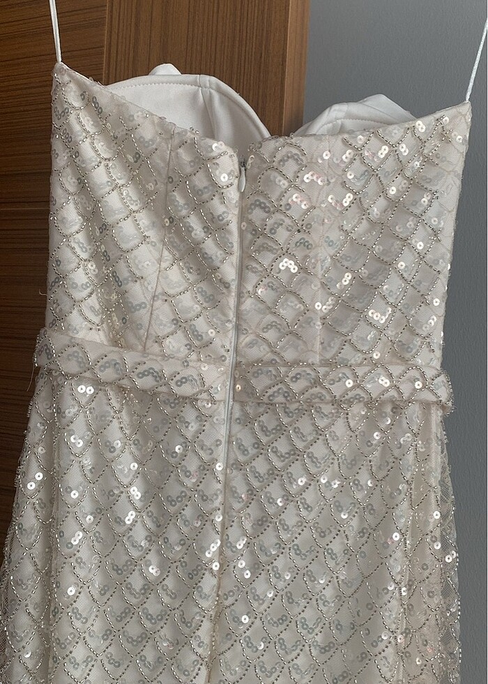 Beyaz abiye nişan/nikah elbisesi - Görsel 5