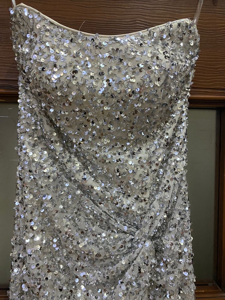 Straplez pul payet abiye elbise - Görsel 4