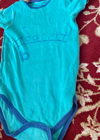 Turkuaz Renkli Kısa Kollu Bebek Çıtçıtlı Body - Görsel 2