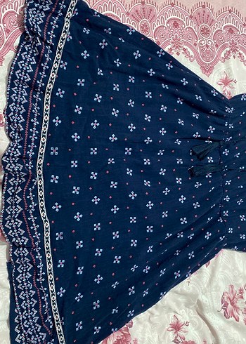 LC Waikiki Lacivert Bohem Midi Elbise