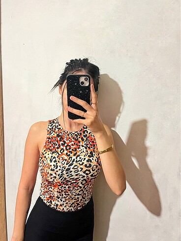 Leoparlı bluz