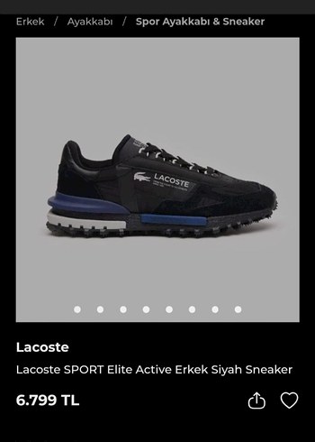 Lacoste SPORT Elite Active Erkek Siyah Sneaker