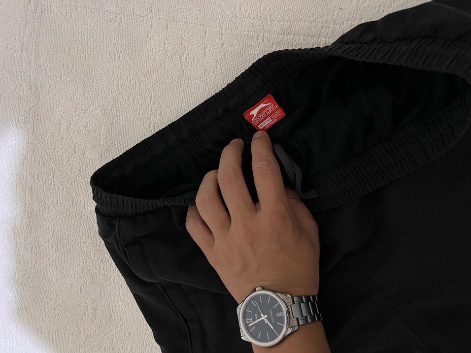 Erkek Siyah Spor Şort Pembe Detaylı - Görsel 2